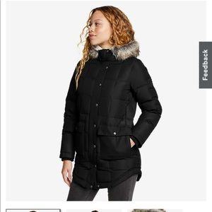 Eddie Bauer women black down frontline parka